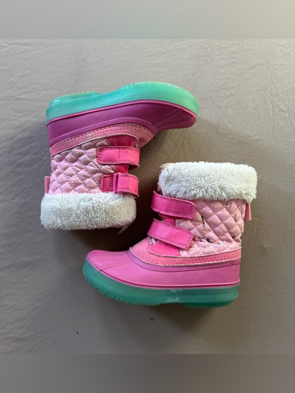 Carters Faux Fur Quilted Pink Snow Boots